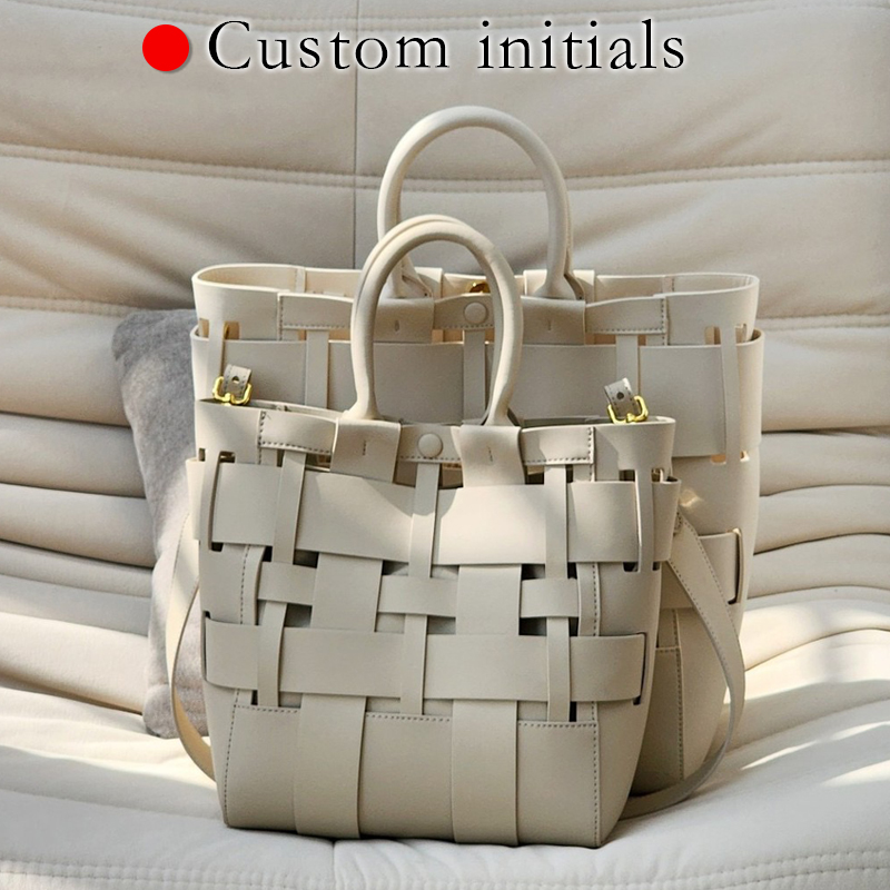 Luxury Bags Vendor - Custom Initials Genuine Leather Tote Bags