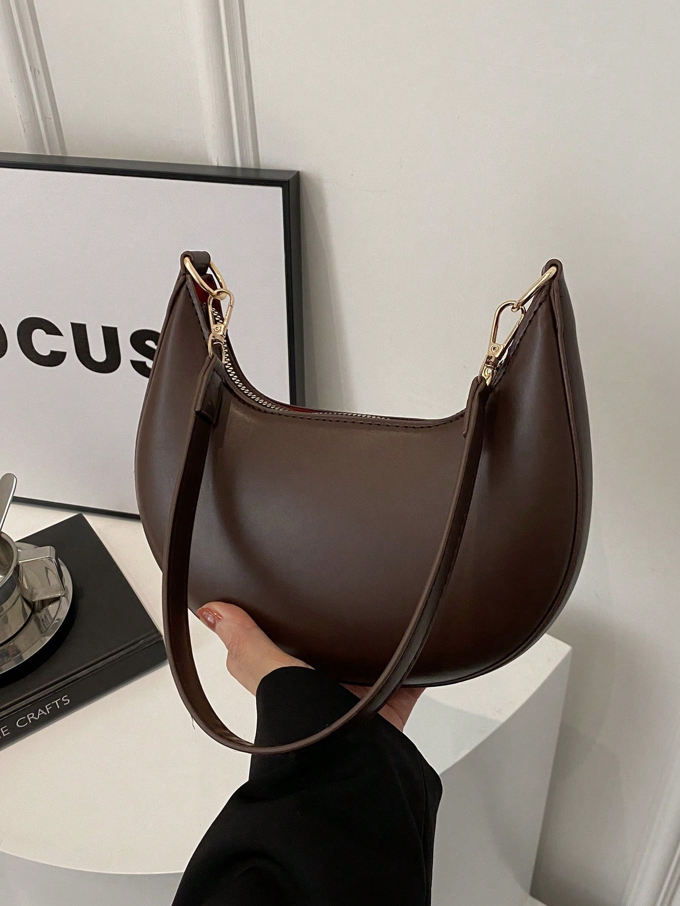 SHEIN MOD 1pc Coffee Brown Cre - Luxury Bags Old Money 评论和价格