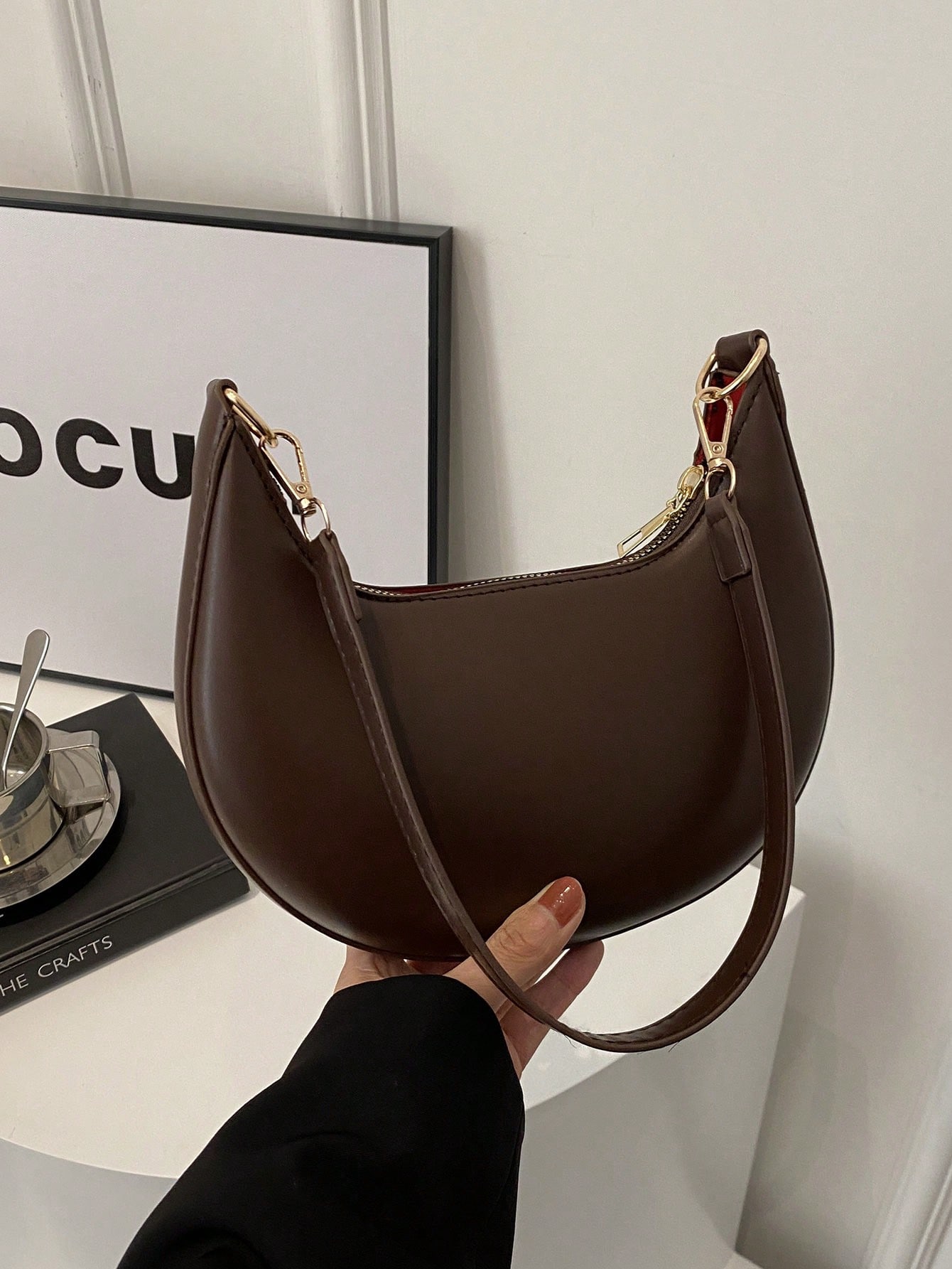 SHEIN MOD 1pc Coffee Brown Cre - Luxury Bags Old Money 评论和价格